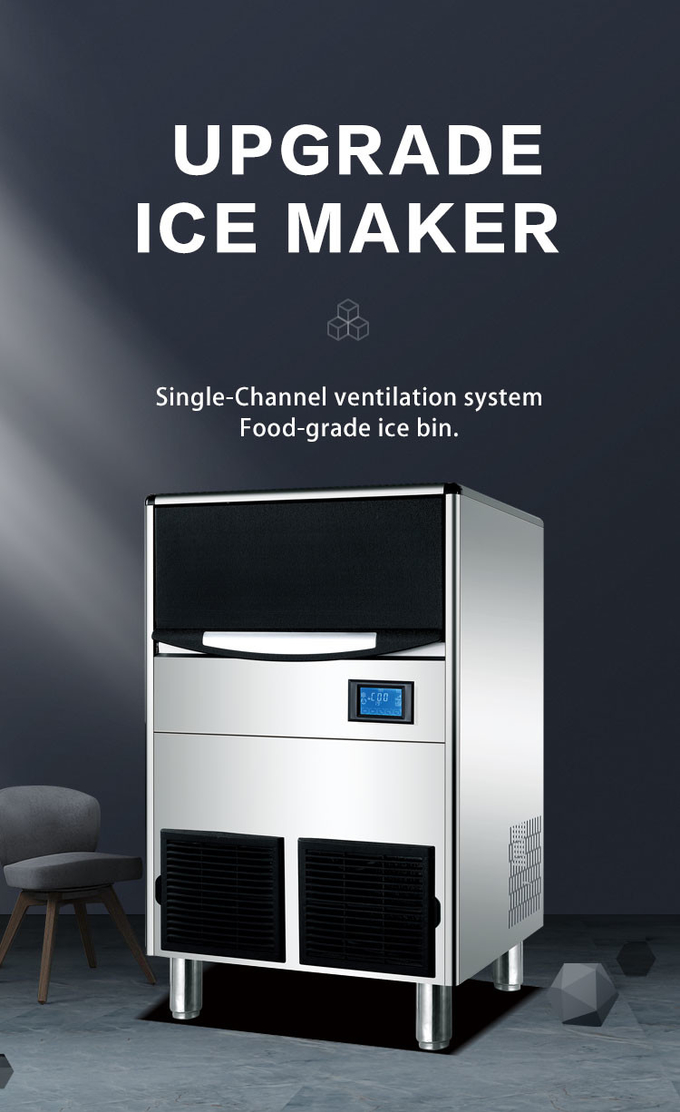 100kg / 24h Chłodzona powietrzem kostkarka do lodu z cyfrowym sterowaniem Bar Counter Ice Maker 0