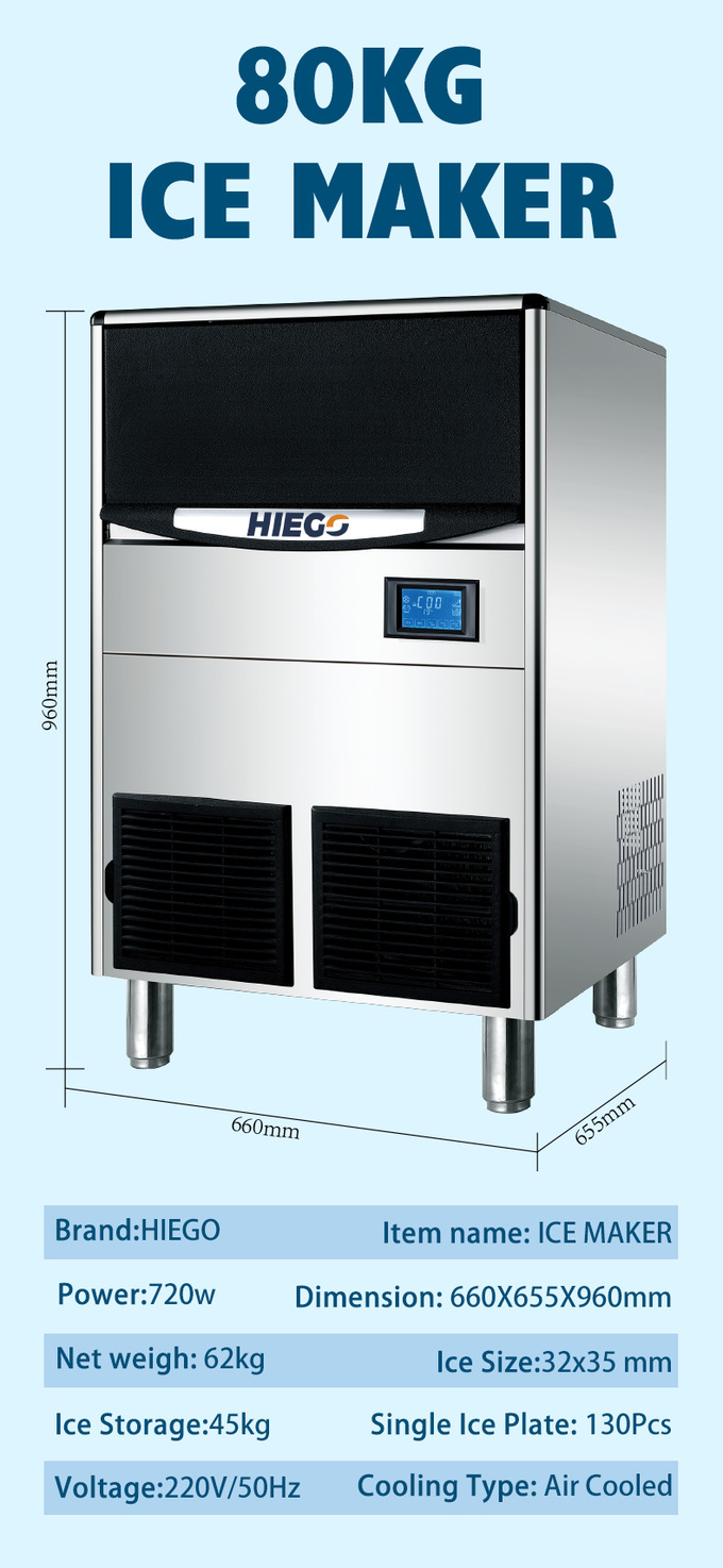 100KG / 24Hr Crescent Ice Machine R404 45kg Clear Ice Making Machine do zastosowań komercyjnych 11
