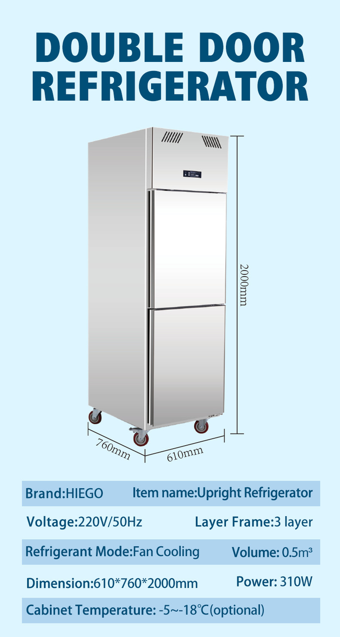 500L komercyjna pionowa lodówka do wyposażenia kuchni restauracji hotelowej 8