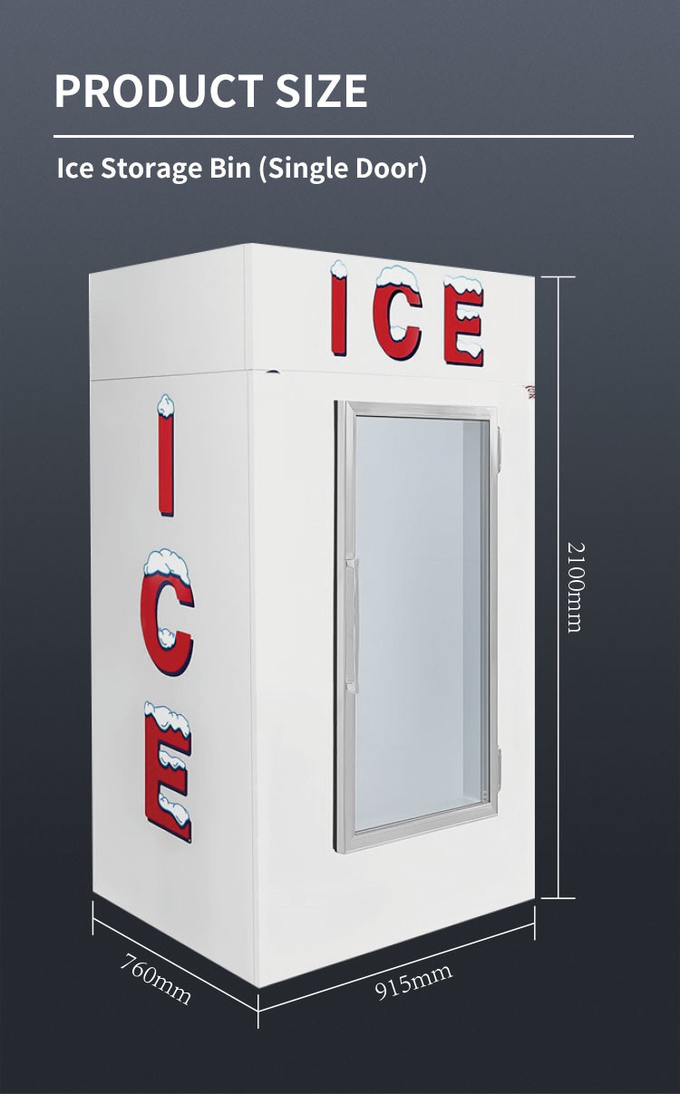 Chłodzenie powietrzem Szklane drzwi Ice Merchandiser Witryna do lodów ze stali nierdzewnej 850 l 6