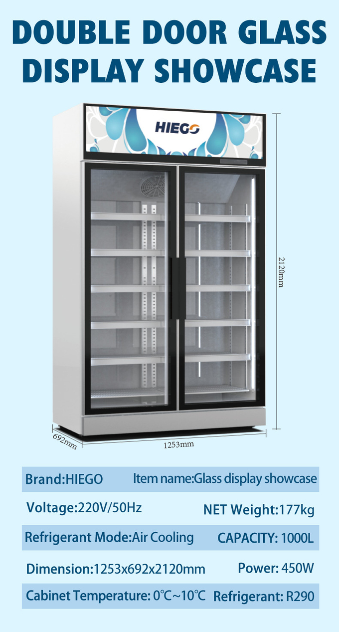2200L 4-drzwiowy agregat chłodniczy z zamrażarką ze stali nierdzewnej i szklanym wyświetlaczem 9