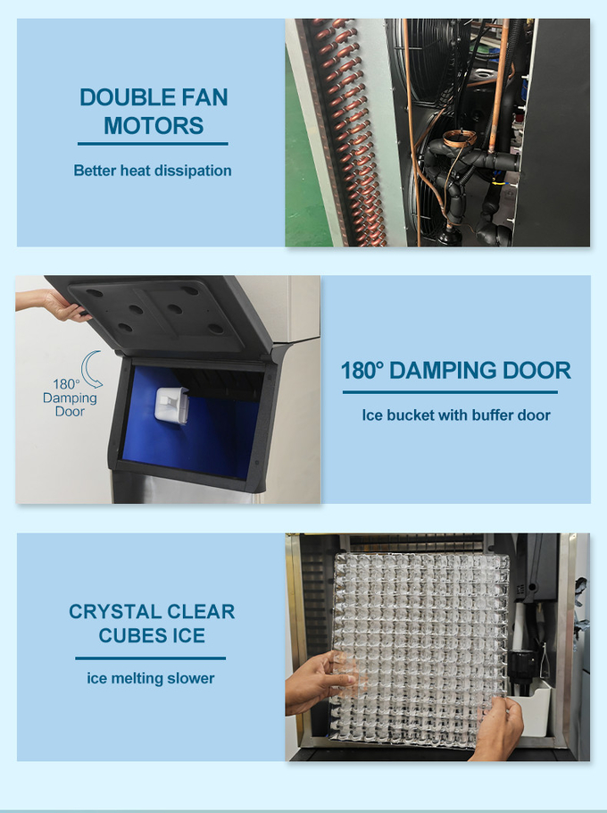 Automatyczna maszyna do lodu Cube 150 kg Chłodzenie powietrzem Przemysłowe wytwarzanie lodu 2
