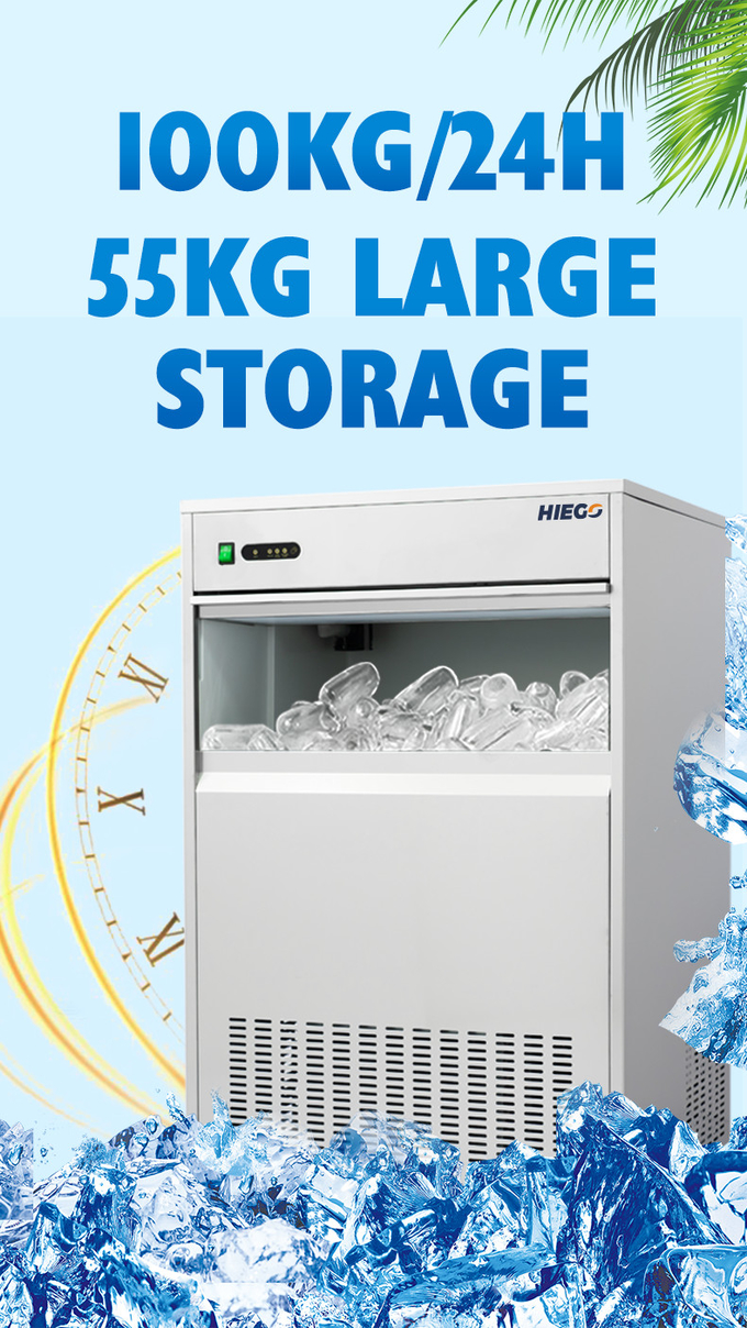Komercyjna maszyna do lodu Nugget Przenośna kostkarka do lodu o pojemności 100 kg z chłodzeniem powietrzem do domu 1