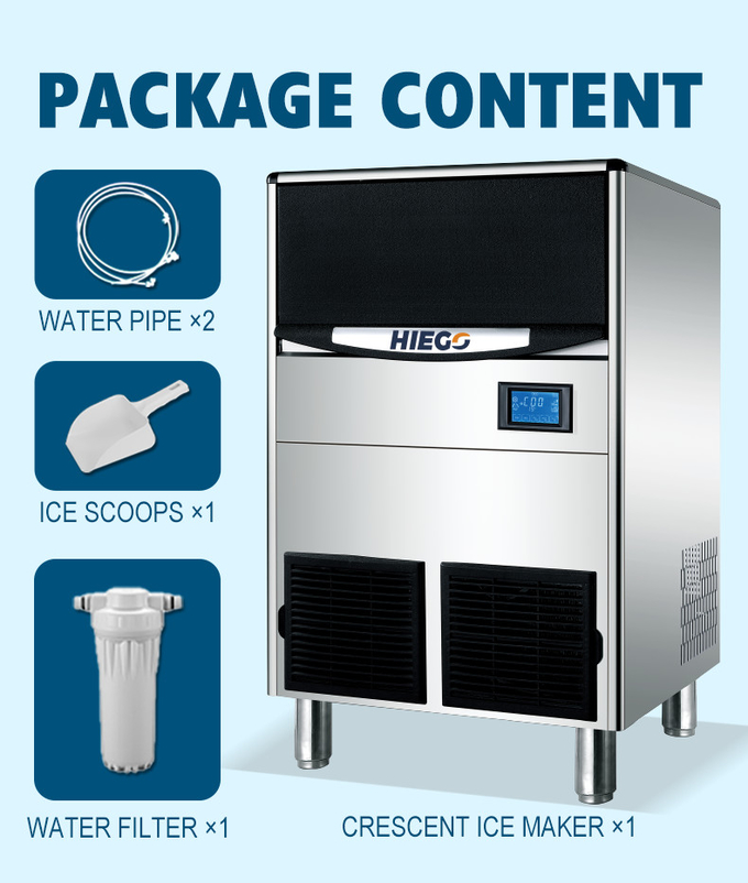 150lb Crescent Ice Machine Ice, Cube Commercial Ice Maker With Bin 70lb 8