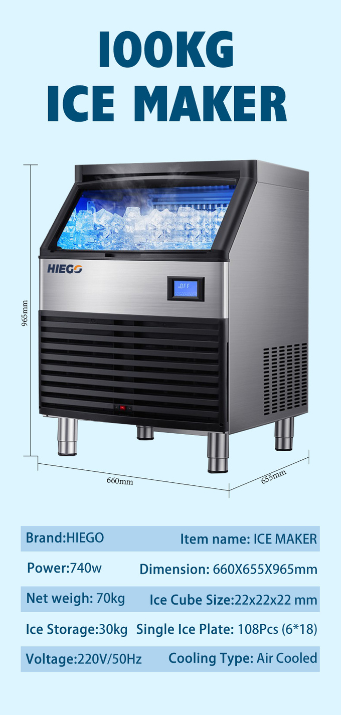 120KG Commercial Nugget Ice Maker Chłodzenie powietrzem Wysoka wydajność Automatyczna kostkarka do lodu R404a 8