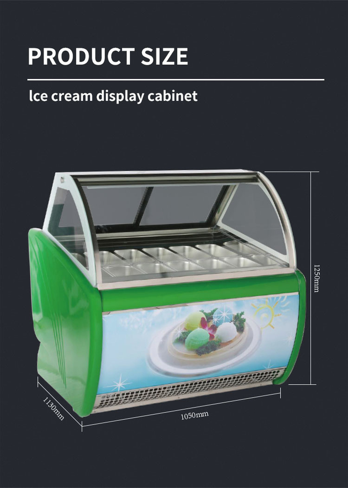 Przezroczysta witryna do lodów cukierniczych, szafka na lody ze stali nierdzewnej 10