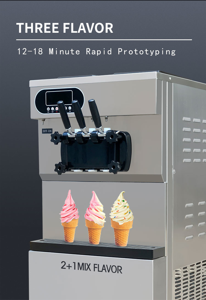 36-litrowa komercyjna maszyna do lodów miękkich 3 smakowe urządzenie do lodów w rożkach 7