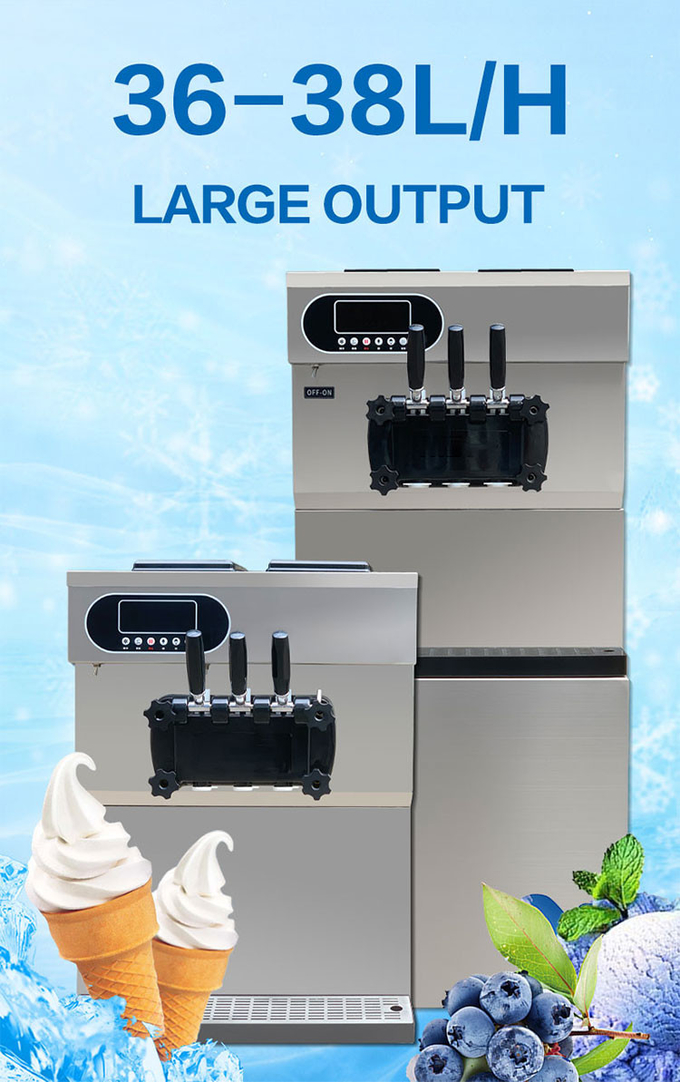 36-litrowa komercyjna maszyna do lodów miękkich 3 smakowe urządzenie do lodów w rożkach 6