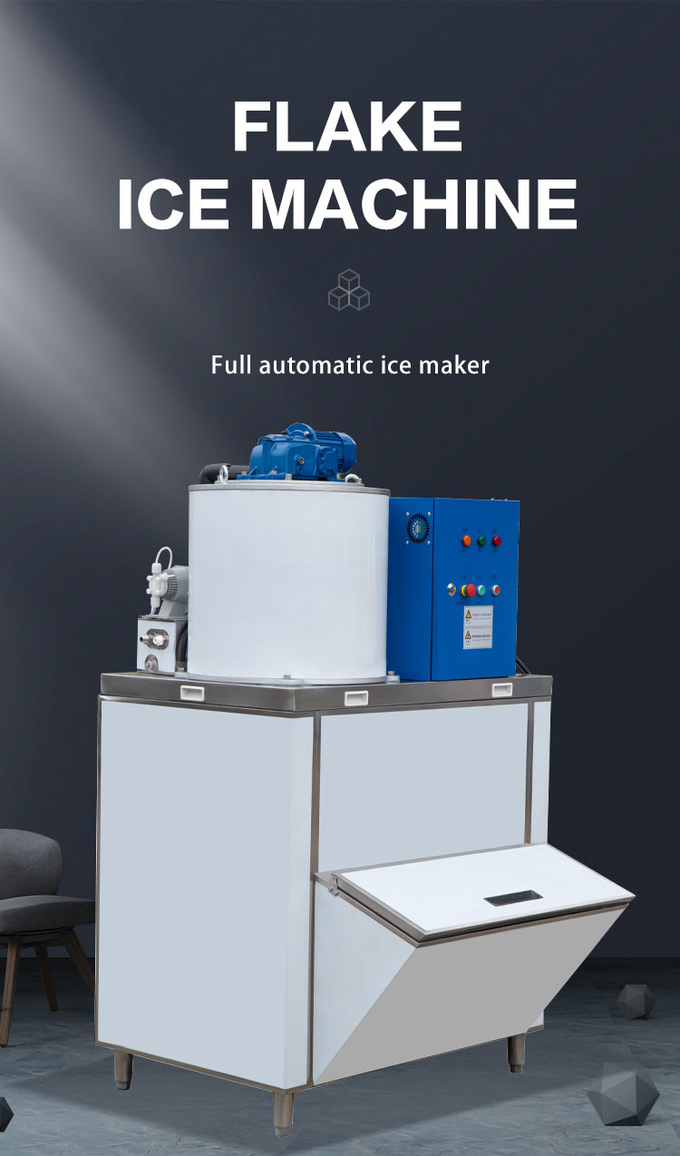 300kg/24h maszyna do płatków lodu z wodą morską komercyjna maszyna do mrożonego śniegu ze stali nierdzewnej 0